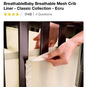 BreathableBaby crib mesh liner in beige “ecru” 2 pieces